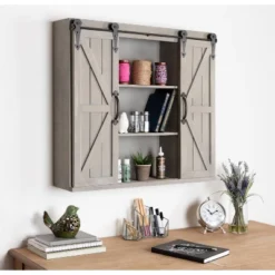 Decorative Wood Wall Storage Cabinet With 2 Sliding Barn Doors Rustic Gray - Kate & Laurel All Things Decor 13 Decorative Wood Wall Storage Cabinet With 2 Sliding Barn Doors Rustic Gray - Kate & Laurel All Things Decor -Home Improvement Store GUEST 565c4c1a be01 4ea4 8941 4324fa5bdda8