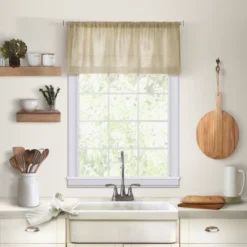 Cameron Linen Rod Pocket Kitchen Window Valance - 60" X 15" - Elrene Home Fashions -Home Improvement Store GUEST 56f93292 b48d 46a2 900e 4e1676979b54