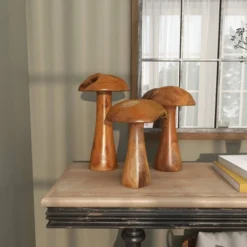 Set Of 3 Teak Wood Mushroom Handmade Live Edge Sculpture With Natural Smooth Finish Brown - Olivia & May 36 Set Of 3 Teak Wood Mushroom Handmade Live Edge Sculpture With Natural Smooth Finish Brown - Olivia & May -Home Improvement Store GUEST 57dd5454 3b3a 4237 a7d2 95c095bc627b