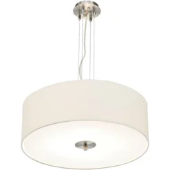 Possini Euro Design Brushed Nickel Pendant Chandelier 24" Wide Modern White Canvas Drum Shade 4-Light Fixture For Dining Room House Kitchen Island -Home Improvement Store GUEST 58b8fff1 de4f 48cf ac2f 0609dc6cdd96