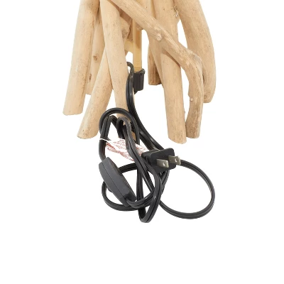 Rustic Wood Table Lamp Beige - Olivia & May 9 Rustic Wood Table Lamp Beige - Olivia & May - Image 7