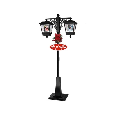 Northlight 74" Lighted Musical Snowing Santa And Snowman Double Christmas Street Lamp 4 Northlight 74" Lighted Musical Snowing Santa And Snowman Double Christmas Street Lamp - Image 2