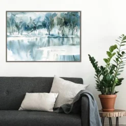 33" X 22" Blue Tree Reflections By Katrina Pete Framed Canvas Wall Art Gray Wash - Amanti Art -Home Improvement Store GUEST 5d8e38d1 5440 414e 89fb 771c415a41fd