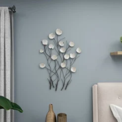 Metal Floral Wall Decor With Capiz Accents White - Olivia & May -Home Improvement Store GUEST 5de88907 6d2d 49fa ab41 e2b18538be7a