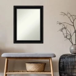 22" X 28" Non-Beveled Corded Black Wall Mirror - Amanti Art -Home Improvement Store GUEST 5f531df5 bd5b 4049 9264 6999fff34cc6