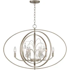 Possini Euro Design Tiller Champagne Satin Silver Pendant Chandelier 31 1/2" Wide Modern Open Orb Frame 8-Light Fixture For Dining Room Kitchen Island -Home Improvement Store GUEST 5fc9c22e fbab 49ad a61a 13b0fe082c0a