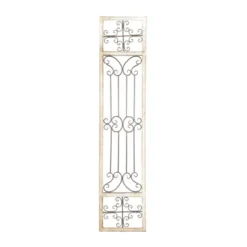 Wood Scroll Distressed Door Inspired Ornamental Wall Decor With Metal Wire Details Gray - Olivia & May -Home Improvement Store GUEST 6091f9f4 b89c 45db a155 e8a585e9dc62