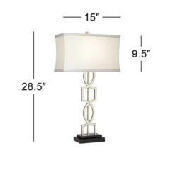 360 Lighting Evan Modern Table Lamps 28 1/2" Tall Set Of 2 Brushed Nickel With USB Charging Port White Rectangular Shade For Bedroom Living Room House -Home Improvement Store GUEST 60f93891 392d 4390 b0fe ba6ca2ca90f1