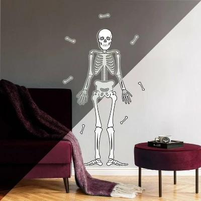 Skeleton Glow In The Dark Peel And Stick Giant Wall Decal White/Black - RoomMates 3 Skeleton Glow In The Dark Peel And Stick Giant Wall Decal White/Black - RoomMates