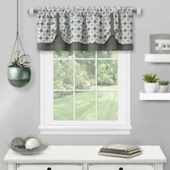 Kate Aurora Modern Geometric Button Tuck Rod Pocket Window Valance -Home Improvement Store GUEST 63607b40 de41 4b2c b942 70a6952d8d40