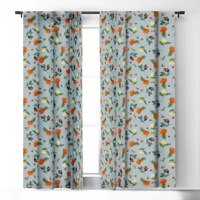 Ninola Design Citrus Fruits Summer Blue 84" X 50" Single Panel Room Darkening Window Curtain - Deny Designs 3 Ninola Design Citrus Fruits Summer Blue 84" X 50" Single Panel Room Darkening Window Curtain - Deny Designs