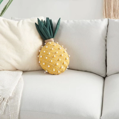 Plush Pineapple Throw Pillow Yellow - Mina Victory 3 Plush Pineapple Throw Pillow Yellow - Mina Victory
