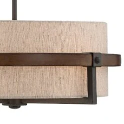 Possini Euro Design Bronze Wood Finish Pendant Chandelier 22" Wide Rustic Farmhouse Tan Fabric Drum 4-Light Fixture For Dining Room House -Home Improvement Store GUEST 67c4f67c 75ce 4999 a6eb 25ab95c79eb9