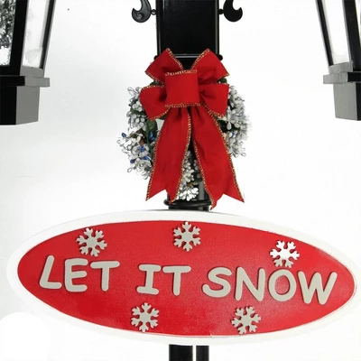 Northlight 74" Lighted Musical Snowing Santa And Snowman Double Christmas Street Lamp 3 Northlight 74" Lighted Musical Snowing Santa And Snowman Double Christmas Street Lamp