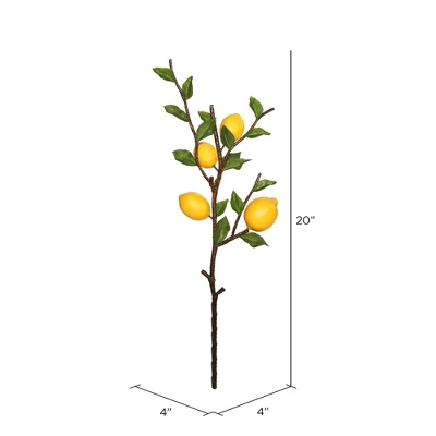Vickerman 20" Artificial Green And Yellow Lemon Spray. 4 Vickerman 20" Artificial Green And Yellow Lemon Spray. - Image 2