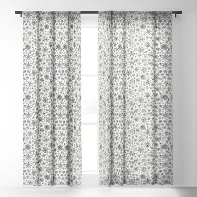 Ninola Design Winter Stars Snowflakes Gray 50" X 64" Single Panel Sheer Window Curtain - Deny Designs 3 Ninola Design Winter Stars Snowflakes Gray 50" X 64" Single Panel Sheer Window Curtain - Deny Designs