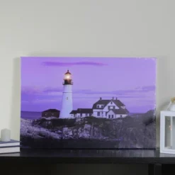 Northlight LED Lighted Coastal Lighthouse Home With Sunset Canvas Wall Art 15.75" X 23.5" -Home Improvement Store GUEST 6e01c05e 0a77 4a10 87a6 d2ab8c3d7c9c