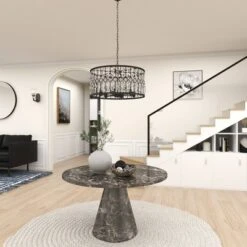 Metal Crystal Embellishments 6 Light Chandelier With Link Style Chain Black - Olivia & May -Home Improvement Store GUEST 6e232d25 9254 435f 9799 bc4365fceb57