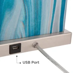 360 Lighting Connie Modern Table Lamps 25" High Set Of 2 Blue Faux Marble With USB Charging Ports LED White Shade For Bedroom Living Room House Desk 12 360 Lighting Connie Modern Table Lamps 25" High Set Of 2 Blue Faux Marble With USB Charging Ports LED White Shade For Bedroom Living Room House Desk -Home Improvement Store GUEST 744a14ec facf 446e bda5 584e0666f163