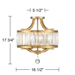 Vienna Full Spectrum Prava Modern Ceiling Light Semi Flush Mount Fixture 16 1/2" Wide Warm Brass 4-Light Crystal Drum For Bedroom Kitchen Living Room -Home Improvement Store GUEST 7495e649 f8f4 4455 9782 b4a3fe85cf9f