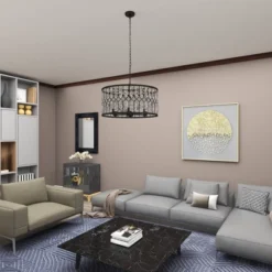 Metal Crystal Embellishments 6 Light Chandelier With Link Style Chain Black - Olivia & May -Home Improvement Store GUEST 7567ea95 a929 45fc 80be ac0d43f65dad