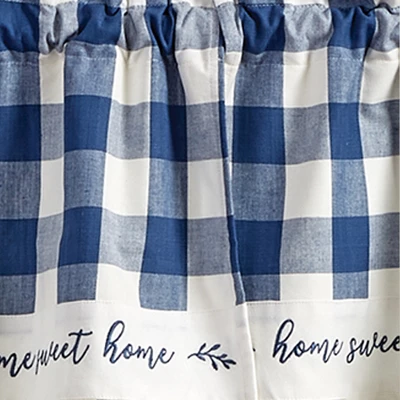 Park Designs Buffalo Check Home Lined China Blue Swags 72" X 36" 4 Park Designs Buffalo Check Home Lined China Blue Swags 72" X 36" - Image 2