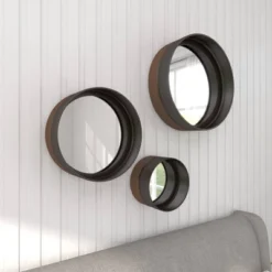 Contemporary Metal Wall Mirror Set Of 3 Dark Brown - Olivia & May -Home Improvement Store GUEST 75bdeaec 7276 4deb 8973 0324382ff829
