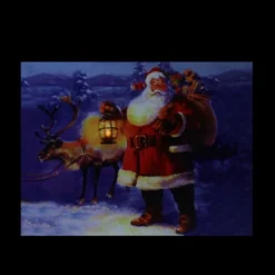 Home Improvement Store 18 Northlight LED Lighted Santa Claus With Reindeer Christmas Canvas Wall Art 11.75" X 15.75"