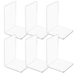 Juvale 6 Pack Acrylic Bookends For Shelves, Clear Book Ends L Shaped Book Stoppers For Office & Home, 4.5 X 7.1 In -Home Improvement Store GUEST 764b8e1d 75b9 4010 8b15 dfc71dc95395