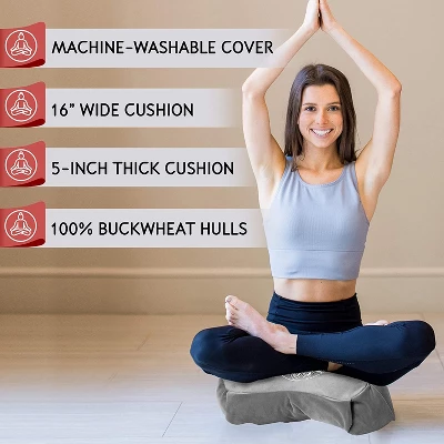 Florensi Round Meditation Cushion, Crescent Moon Grey 6 Florensi Round Meditation Cushion, Crescent Moon Grey - Image 4