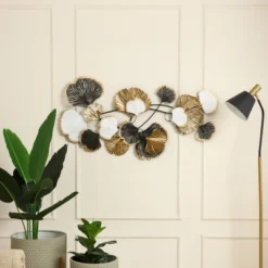 LuxenHome White, Black, And Gold Metal Ginkgo Leaves Modern Wall Decor -Home Improvement Store GUEST 7bc6272e 102d 4e78 88fc 31f7b061dfdc
