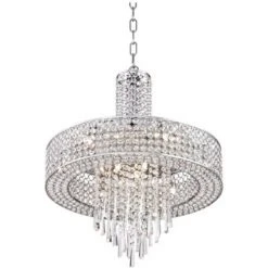 Vienna Full Spectrum Crystal Cascade Chrome Chandelier 19 1/2" Wide Modern 9-Light LED Fixture For Dining Room House Kitchen Island Entryway Bedroom -Home Improvement Store GUEST 7cc93eb5 8f30 4103 bc5f 2bcaf808acc7