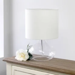 Glass Raindrop Table Lamp With Fabric Shade White - Simple Designs -Home Improvement Store GUEST 8058a8cb 5dcb 4492 9f9c 7a9cc2fc4175