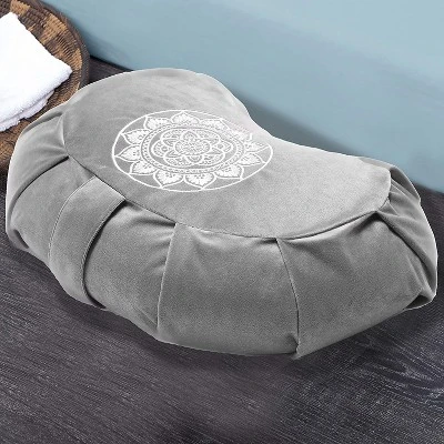 Florensi Round Meditation Cushion, Crescent Moon Grey 3 Florensi Round Meditation Cushion, Crescent Moon Grey