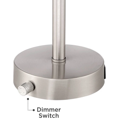 360 Lighting Trotter Modern Table Lamps 23 3/4" High Set Of 2 Brushed Nickel With USB And AC Power Outlet In Base White Fabric Cylinder For Home Desk 7 360 Lighting Trotter Modern Table Lamps 23 3/4" High Set Of 2 Brushed Nickel With USB And AC Power Outlet In Base White Fabric Cylinder For Home Desk - Image 5