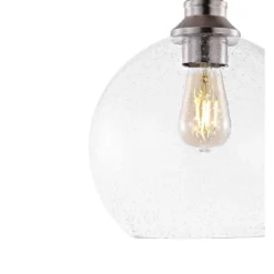 9.75" LED 1-Light Marla Iron/Seeded Glass Pendant Nickel/Clear - JONATHAN Y -Home Improvement Store GUEST 83d7d038 b5ed 4659 b2da 0c4ac31a5aa4