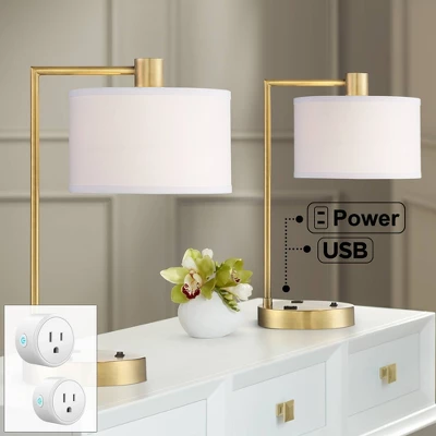 360 Lighting Colby Gold USB Desk Lamps Set Of 2 With Smart Socket 3 360 Lighting Colby Gold USB Desk Lamps Set Of 2 With Smart Socket