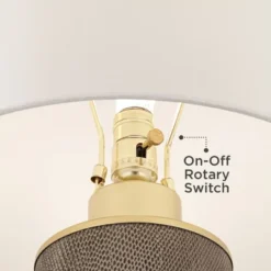 360 Lighting Gilson Modern Table Lamps 24 1/2" High Set Of 2 Gray Glaze Ceramic White Drum Shade For Bedroom Living Room Bedside Nightstand Office -Home Improvement Store GUEST 84fe4c40 0933 4eec 989d 52935f9b0341