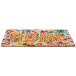 Northlight Pink And Orange Floral "Home" Outdoor Natural Coir Doormat 18" X 30" -Home Improvement Store GUEST 87aa9775 e08e 403a b7d9 f46ff869a3ff