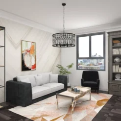 Metal Crystal Embellishments 6 Light Chandelier With Link Style Chain Black - Olivia & May -Home Improvement Store GUEST 894f0c2e 2b9e 470e ad69 850fd08eef94