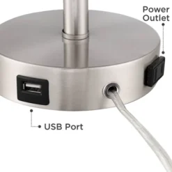 360 Lighting Trotter Modern Table Lamps 23 3/4" High Set Of 2 Brushed Nickel With USB And AC Power Outlet In Base White Fabric Cylinder For Home Desk 13 360 Lighting Trotter Modern Table Lamps 23 3/4" High Set Of 2 Brushed Nickel With USB And AC Power Outlet In Base White Fabric Cylinder For Home Desk -Home Improvement Store GUEST 8a0d0e0b 0681 4998 9793 509a270f3726