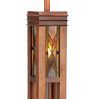 Robert Louis Tiffany Mission Floor Lamp With Nightlight 62.5" Tall Walnut Wood Column Stained Glass Shade For Living Room Reading Bedroom 6 Robert Louis Tiffany Mission Floor Lamp With Nightlight 62.5" Tall Walnut Wood Column Stained Glass Shade For Living Room Reading Bedroom - Image 4