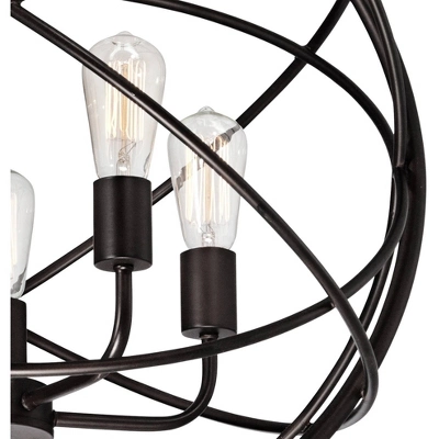 Franklin Iron Works Ellery Bronze Orb Foyer Pendant Chandelier 24 3/4" Wide Modern 5-Light LED Fixture For Dining Room House Kitchen Island Entryway 4 Franklin Iron Works Ellery Bronze Orb Foyer Pendant Chandelier 24 3/4" Wide Modern 5-Light LED Fixture For Dining Room House Kitchen Island Entryway - Image 2