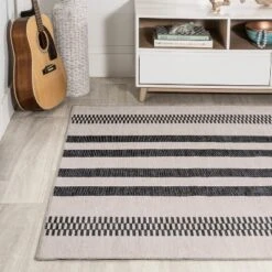 Vichy Geometric Striped Machine-Washable Indoor Area Rug - JONATHAN Y -Home Improvement Store GUEST 8d1bebb9 5236 4d38 8446 e20c2a1a5658