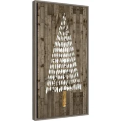 14" X 26" Wooded Whimsy II Tree By Grace Popp Framed Canvas Wall Art - Amanti Art