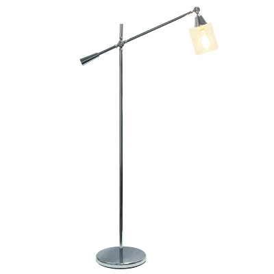 Swing Arm Floor Lamp With Glass Cylindrical Shade Chrome - Lalia Home 3 Swing Arm Floor Lamp With Glass Cylindrical Shade Chrome - Lalia Home