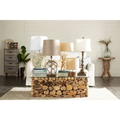 Rustic Wood Table Lamp Beige - Olivia & May 11 Rustic Wood Table Lamp Beige - Olivia & May - Image 9
