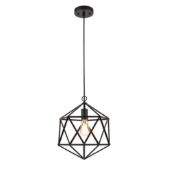 12.5" Metal Geometric Open Cage Mini Pendant Black - Cresswell Lighting -Home Improvement Store GUEST 91c25e46 9769 44ea a412 6f0aeccfdf02