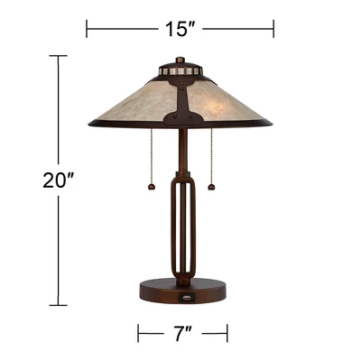 Franklin Iron Works Samuel Industrial Desk Lamp 20" High Rubbed Bronze With USB Charging Port Natural Mica Shade For Bedroom Living Room Bedside Desk 10 Franklin Iron Works Samuel Industrial Desk Lamp 20" High Rubbed Bronze With USB Charging Port Natural Mica Shade For Bedroom Living Room Bedside Desk - Image 8