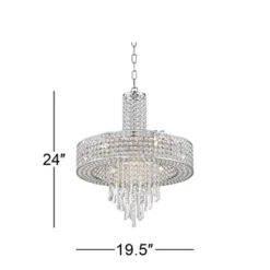 Vienna Full Spectrum Crystal Cascade Chrome Chandelier 19 1/2" Wide Modern 9-Light LED Fixture For Dining Room House Kitchen Island Entryway Bedroom -Home Improvement Store GUEST 92f86ceb ca38 4c04 9086 a1c2f1402a3d